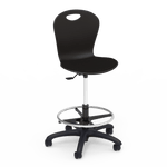 Virco ZLABLP - Zuma Series Mobile Lab Stool with low - profile seat pad & Chrome Footring - Seat Adjusts from 19.5