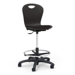 Virco ZLABLP - Zuma Series Mobile Lab Stool with low-profile seat pad & Chrome Footring - Seat Adjusts from 19.5