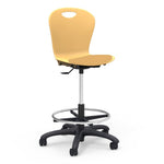 Virco ZLABLP - Zuma Series Mobile Lab Stool with low-profile seat pad & Chrome Footring - Seat Adjusts from 19.5