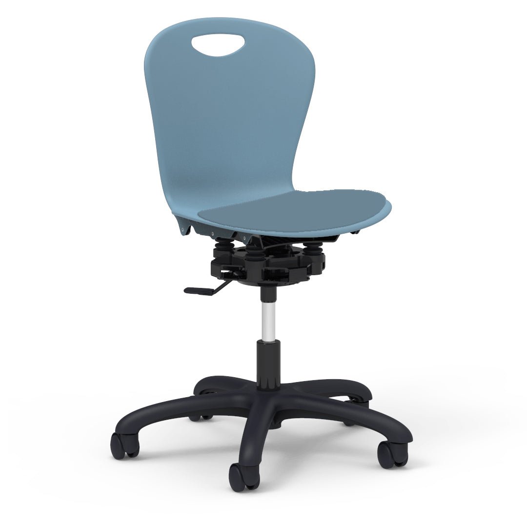 Virco ZR2MTASK18LP - ZUMA Series 18" R2M Mobile Task Chair with low-profile seat pad - 24-1/8"W x 24-1/8"D (Virco ZR2MTASK18LP) - SchoolOutlet