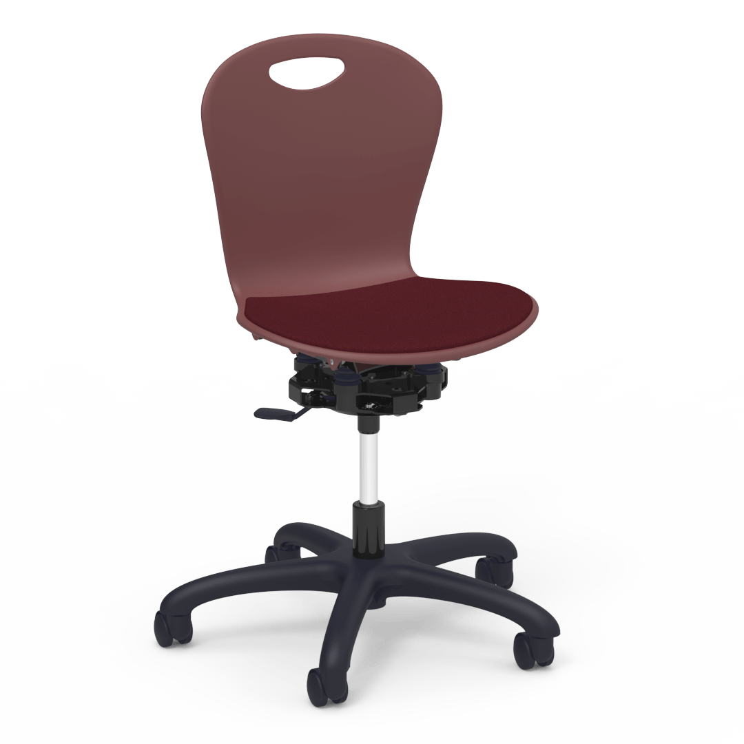 Virco ZR2MTASK18LP - ZUMA Series 18" R2M Mobile Task Chair with low - profile seat pad - 24 - 1/8"W x 24 - 1/8"D (Virco ZR2MTASK18LP) - SchoolOutlet
