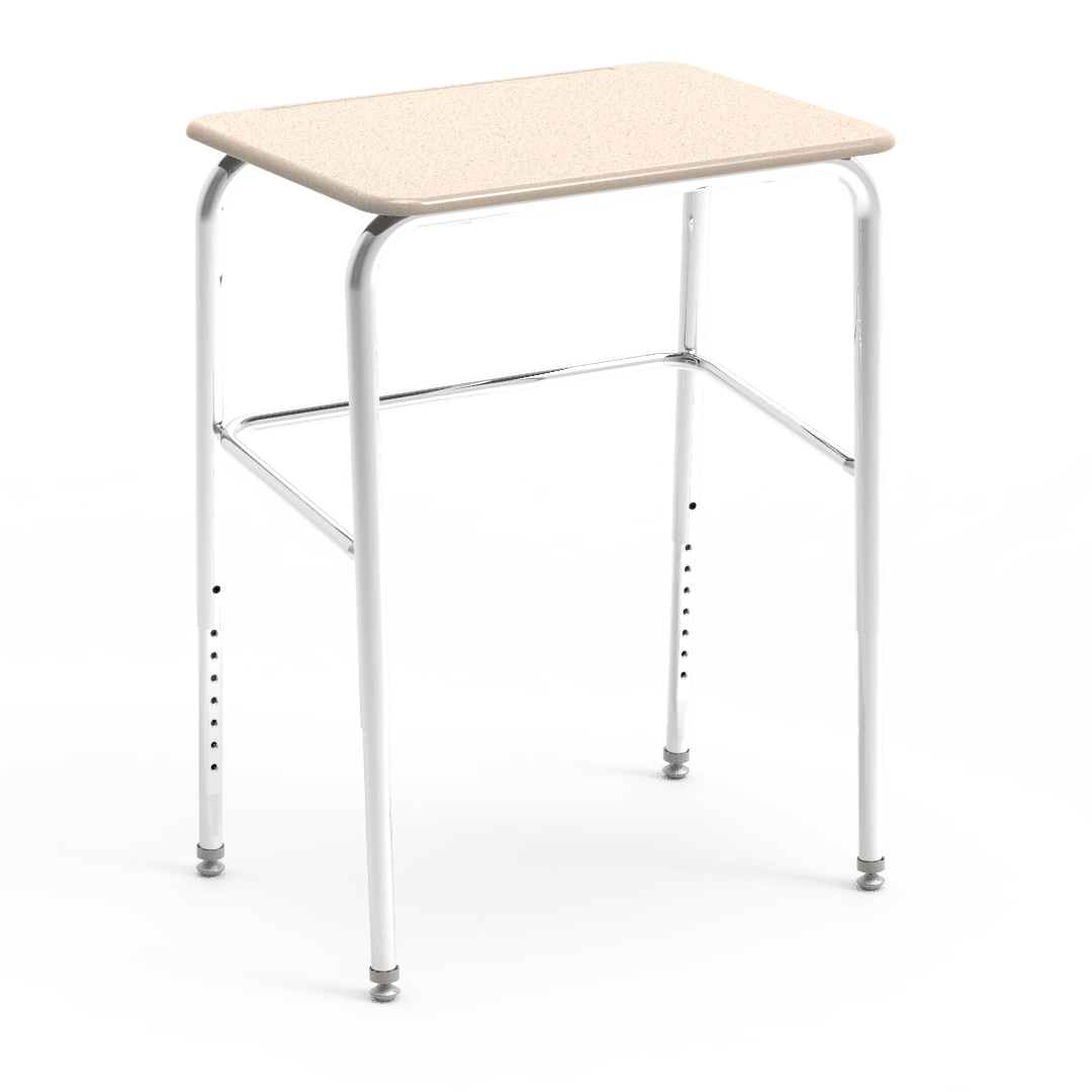 Virco 72LBM - 72 Series Student Desk Hard Plastic Top (18"W x 24"L) and Adjustable Height Legs (25" - 30"H) with Leg Brace - SchoolOutlet