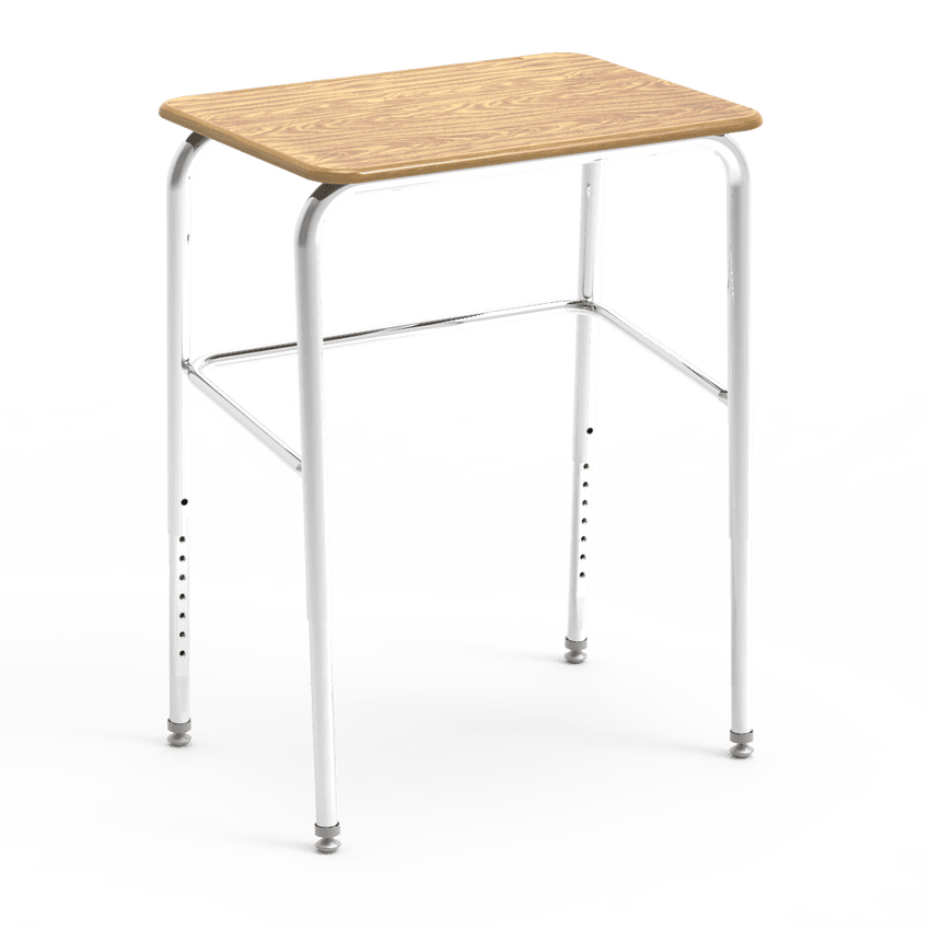 Virco 72LBM - 72 Series Student Desk Hard Plastic Top (18"W x 24"L) and Adjustable Height Legs (25" - 30"H) with Leg Brace - SchoolOutlet