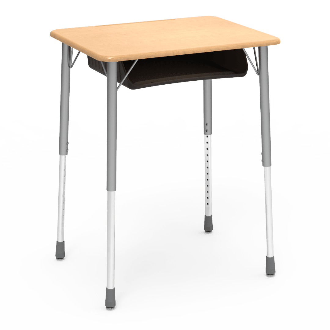 Virco ZADJ2031BRTM - ZUMA Series Student Desk, 22 3/4" x 31 5/8" Hard Plastic Top with wire book box with pencil tray - SchoolOutlet