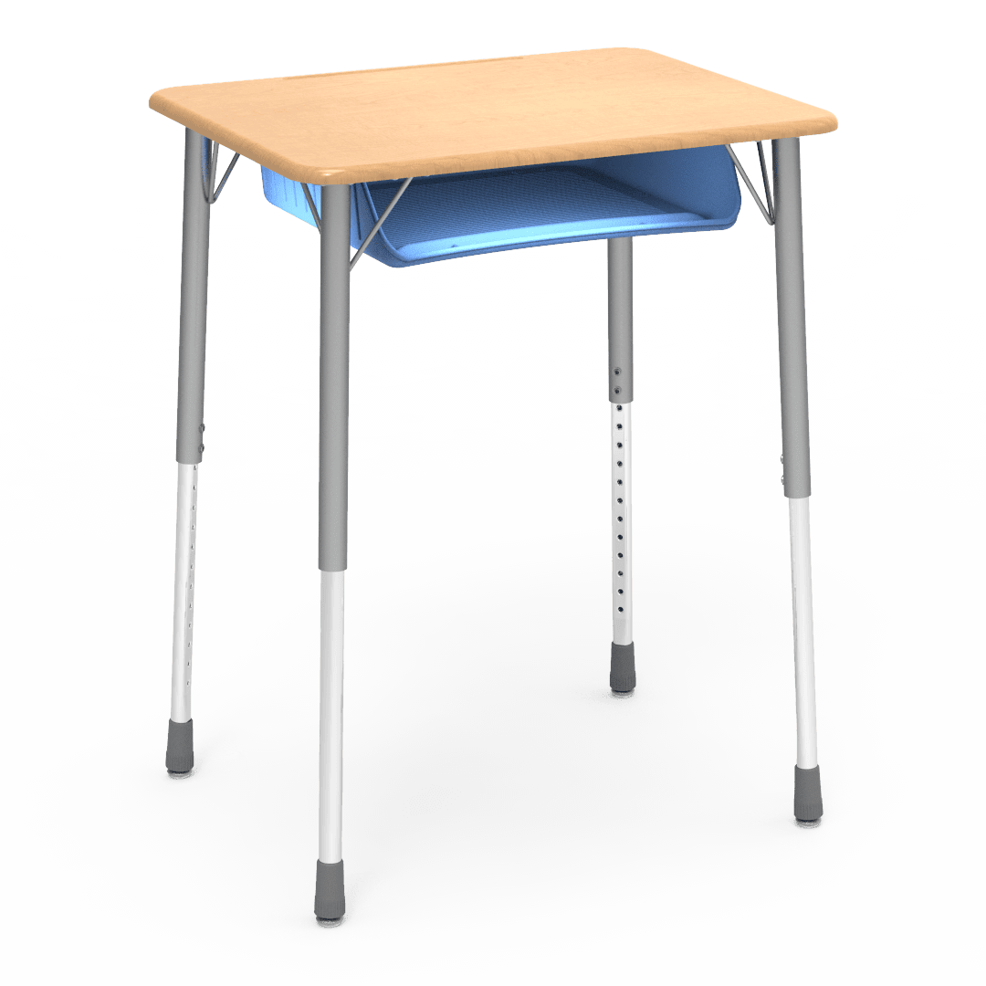 Virco ZADJ2031BRTM - ZUMA Series Student Desk, 22 3/4" x 31 5/8" Hard Plastic Top with wire book box with pencil tray - SchoolOutlet