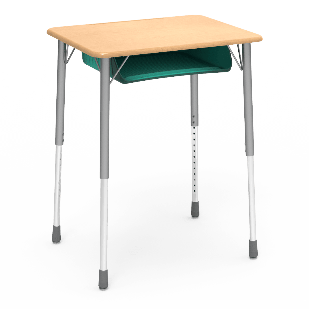 Virco ZADJ2031BRTM - ZUMA Series Student Desk, 22 3/4" x 31 5/8" Hard Plastic Top with wire book box with pencil tray - SchoolOutlet