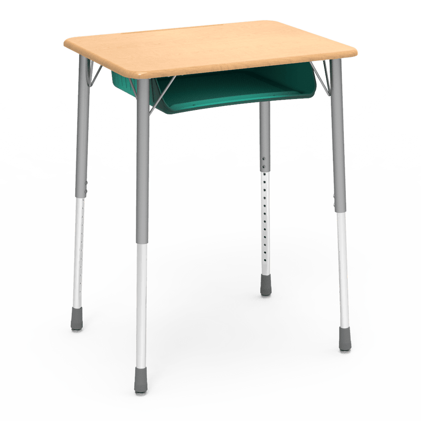 Virco ZADJ2031BRTM - ZUMA Series Student Desk, 22 3/4" x 31 5/8" Hard Plastic Top with wire book box with pencil tray - SchoolOutlet