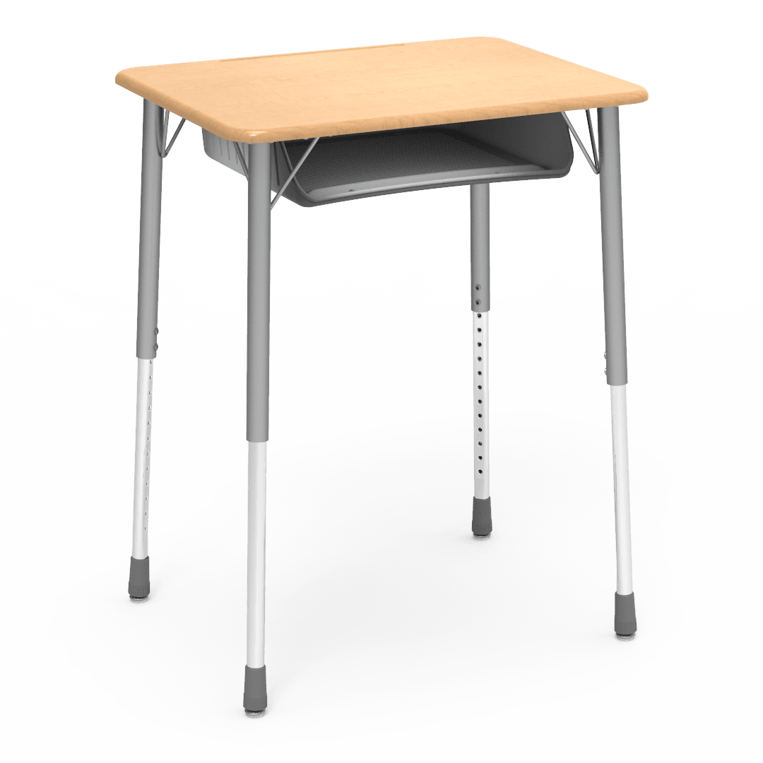 Virco ZADJ2031BRTM - ZUMA Series Student Desk, 22 3/4" x 31 5/8" Hard Plastic Top with wire book box with pencil tray - SchoolOutlet