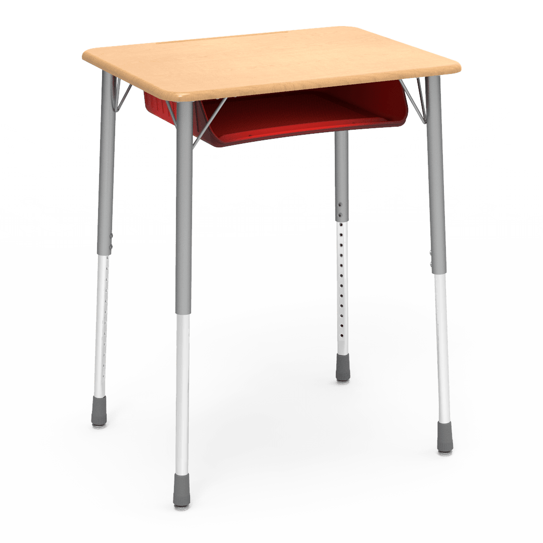 Virco ZADJ2031BRTM - ZUMA Series Student Desk, 22 3/4" x 31 5/8" Hard Plastic Top with wire book box with pencil tray - SchoolOutlet
