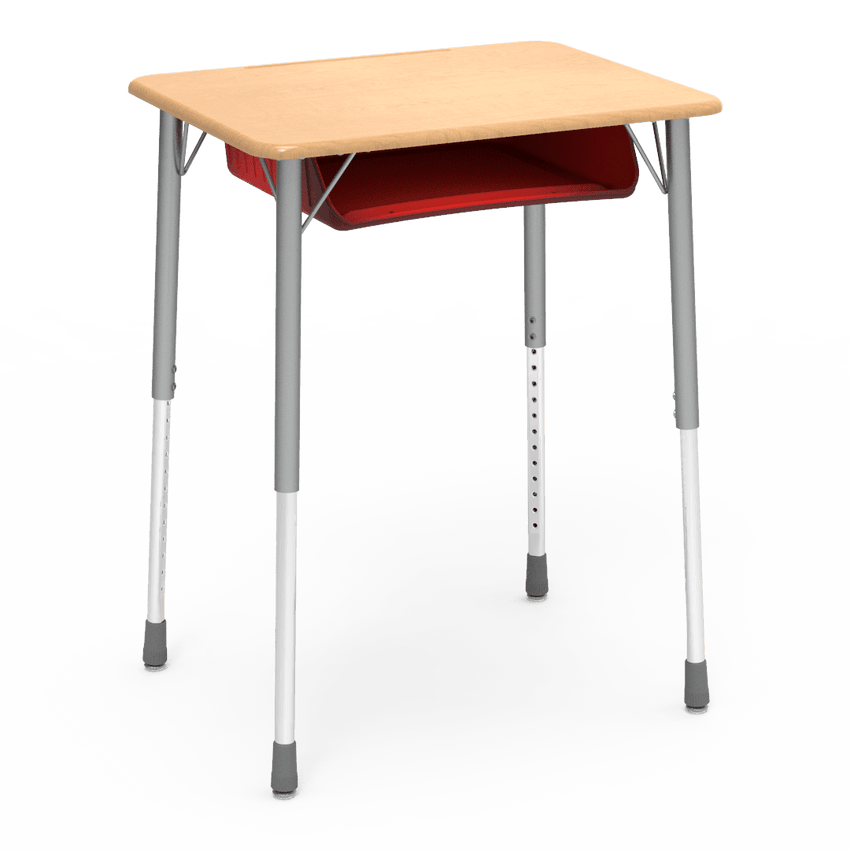 Virco ZADJ2031BRTM - ZUMA Series Student Desk, 22 3/4" x 31 5/8" Hard Plastic Top with wire book box with pencil tray - SchoolOutlet