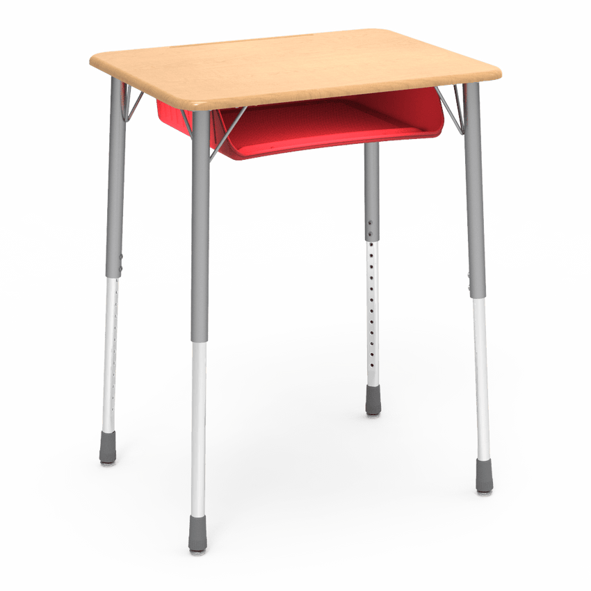 Virco ZADJ2031BRTM - ZUMA Series Student Desk, 22 3/4" x 31 5/8" Hard Plastic Top with wire book box with pencil tray - SchoolOutlet