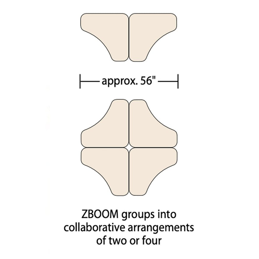 Virco ZBOOMBBM - ZUMA Series Student Desk - Boomerang Shape, Hard Plastic Top, 22" - 34"H with plastic book box - SchoolOutlet