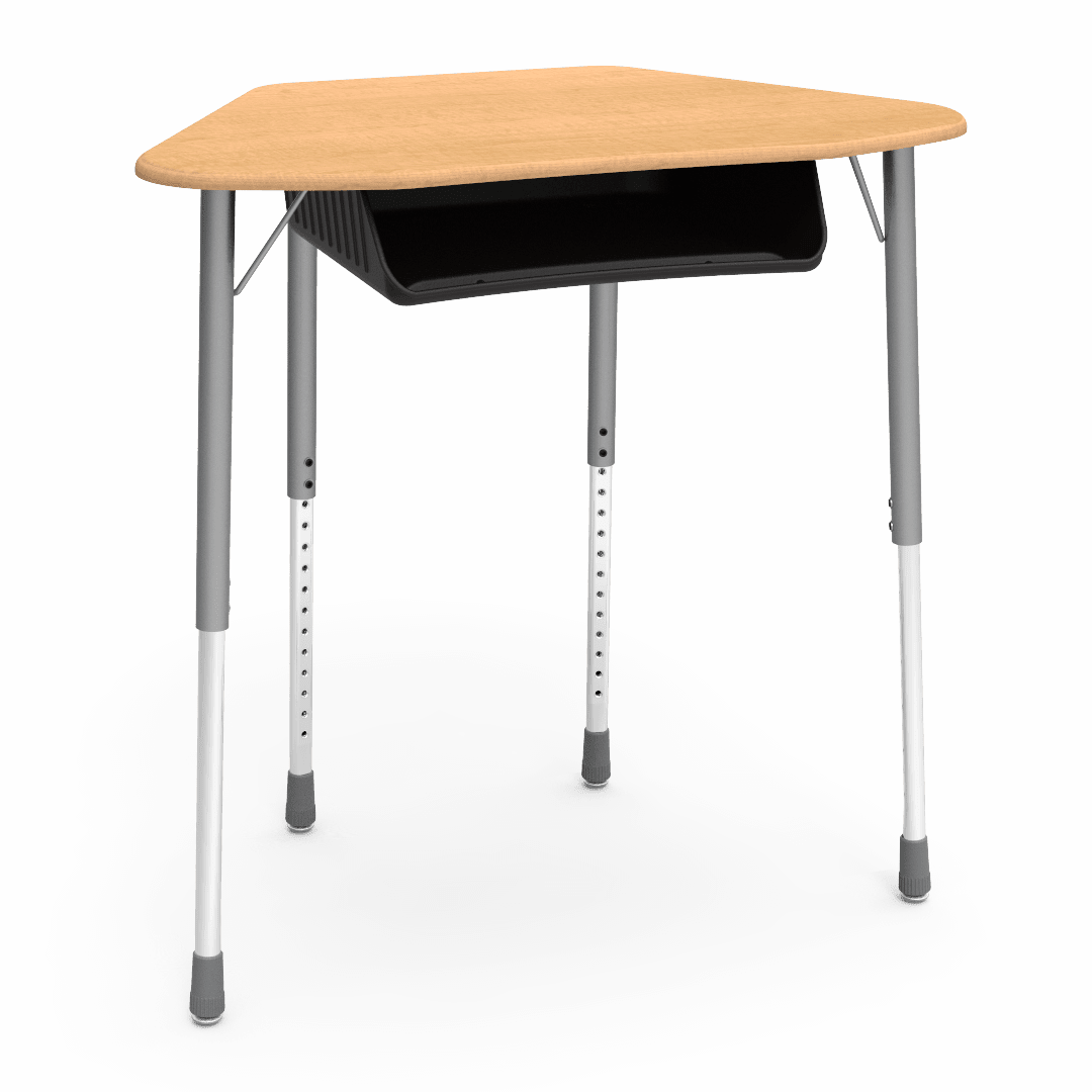 Virco ZUMA Series Hexagon Desk with Book Box 33"W x 21"D x 22"-34"H (DESK-ZHEXBOXM) - SchoolOutlet