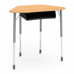 Virco ZUMA Series Hexagon Desk with Book Box 33"W x 21"D x 22"-34"H (DESK-ZHEXBOXM)