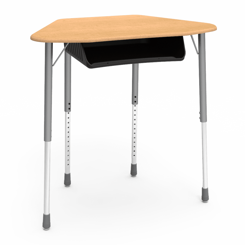 Virco ZUMA Series Hexagon Desk with Book Box 33"W x 21"D x 22"-34"H (DESK-ZHEXBOXM) - SchoolOutlet