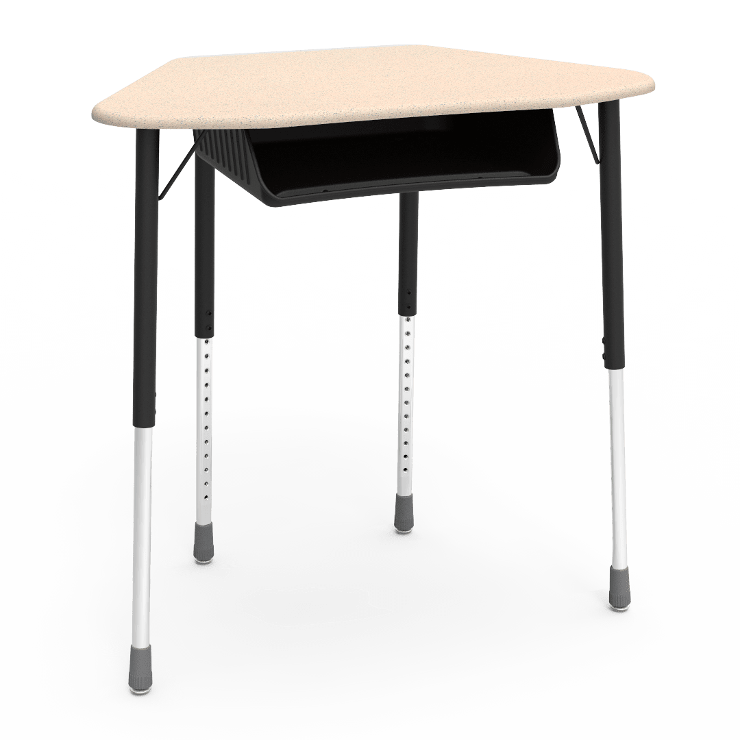 Virco ZUMA Series Hexagon Desk with Book Box 33"W x 21"D x 22"-34"H (DESK-ZHEXBOXM) - SchoolOutlet