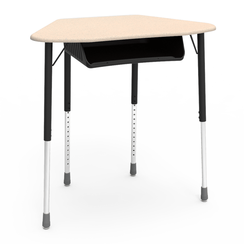 Virco ZUMA Series Hexagon Desk with Book Box 33"W x 21"D x 22"-34"H (DESK-ZHEXBOXM) - SchoolOutlet