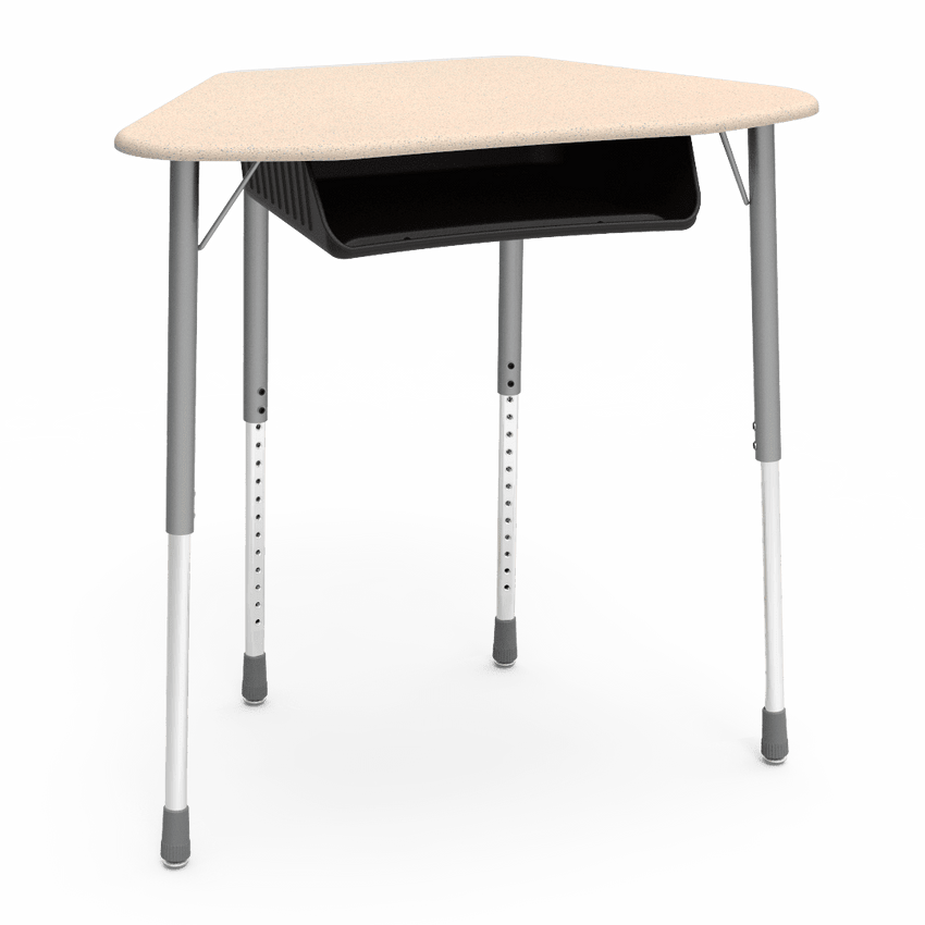 Virco ZUMA Series Hexagon Desk with Book Box 33"W x 21"D x 22"-34"H (DESK-ZHEXBOXM) - SchoolOutlet