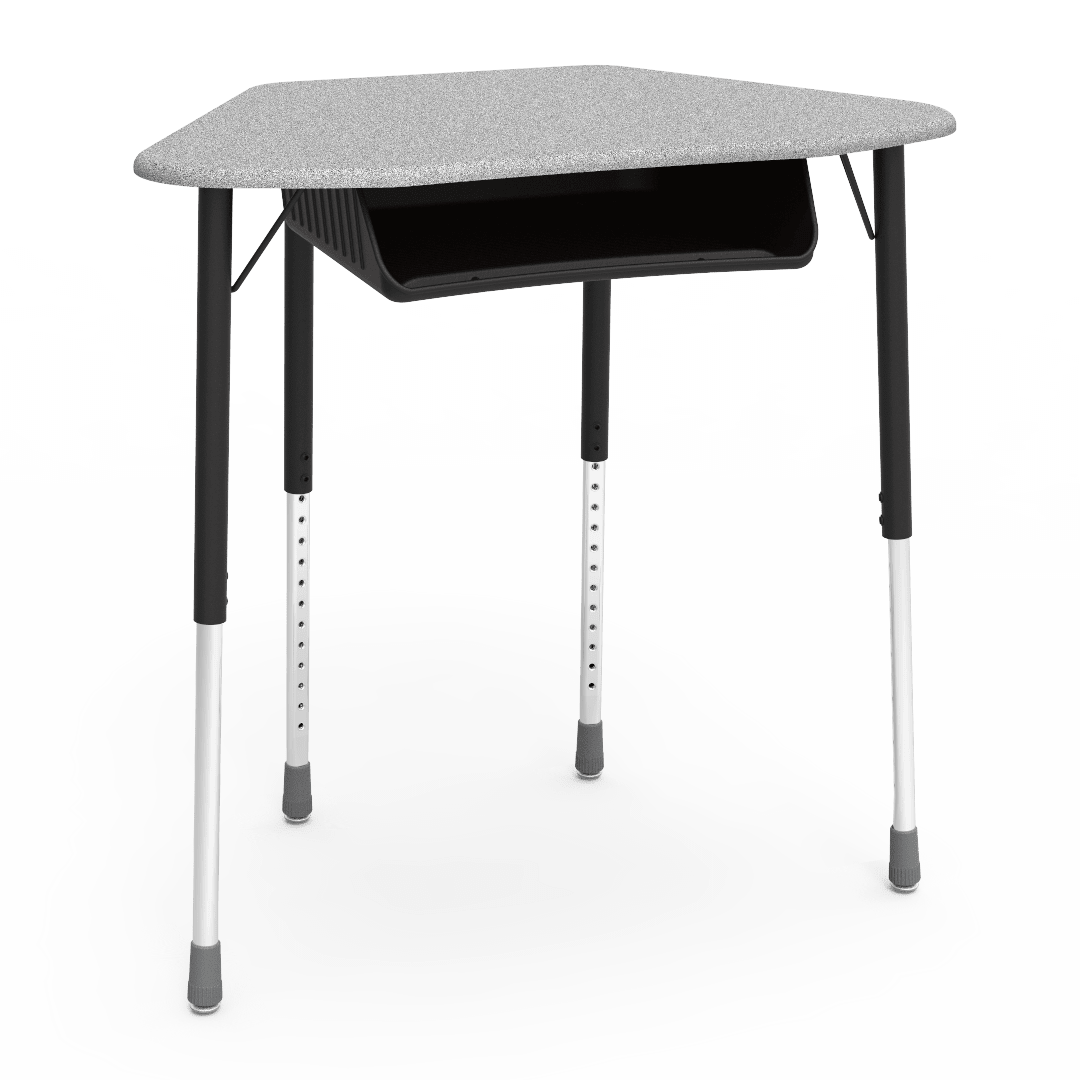 Virco ZUMA Series Hexagon Desk with Book Box 33"W x 21"D x 22"-34"H (DESK-ZHEXBOXM) - SchoolOutlet