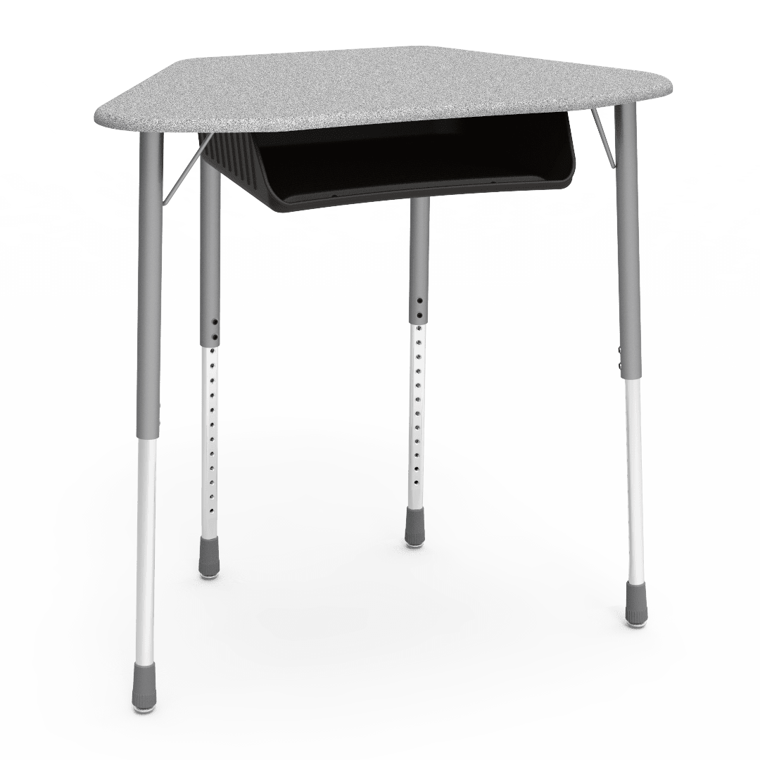 Virco ZUMA Series Hexagon Desk with Book Box 33"W x 21"D x 22"-34"H (DESK-ZHEXBOXM) - SchoolOutlet