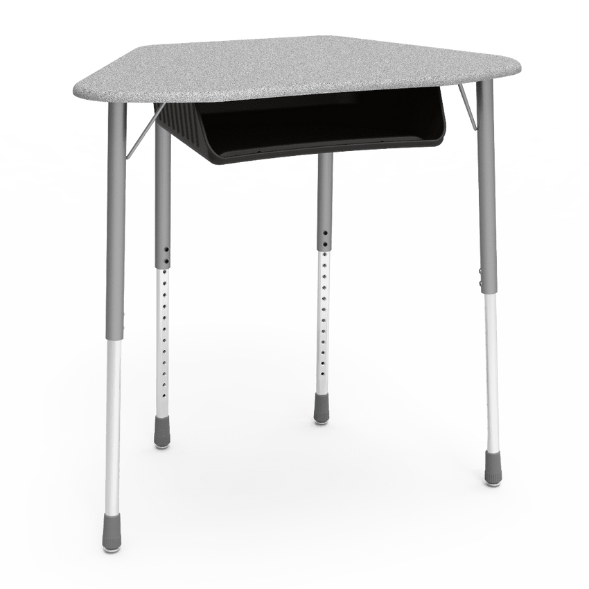 Virco ZUMA Series Hexagon Desk with Book Box 33"W x 21"D x 22"-34"H (DESK-ZHEXBOXM) - SchoolOutlet