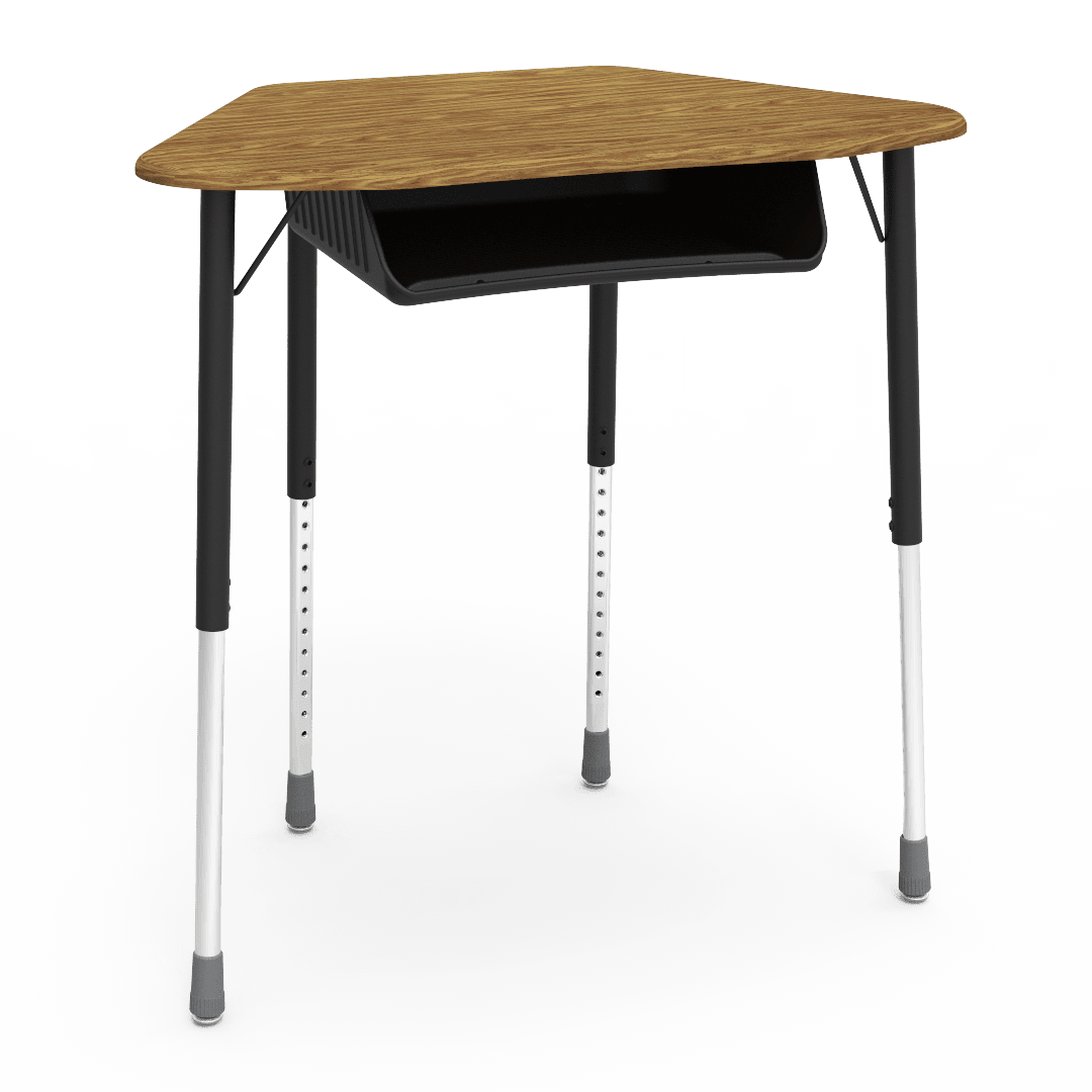 Virco ZUMA Series Hexagon Desk with Book Box 33"W x 21"D x 22"-34"H (DESK-ZHEXBOXM) - SchoolOutlet