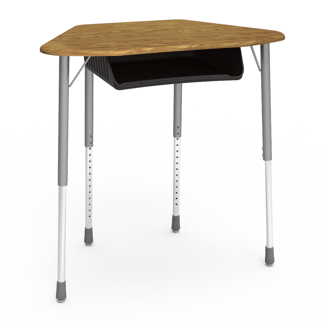 Virco ZUMA Series Hexagon Desk with Book Box 33"W x 21"D x 22"-34"H (DESK-ZHEXBOXM) - SchoolOutlet