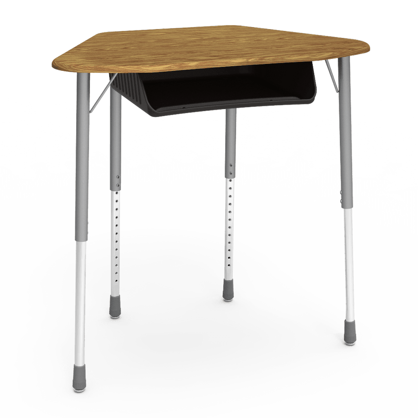 Virco ZUMA Series Hexagon Desk with Book Box 33"W x 21"D x 22"-34"H (DESK-ZHEXBOXM) - SchoolOutlet