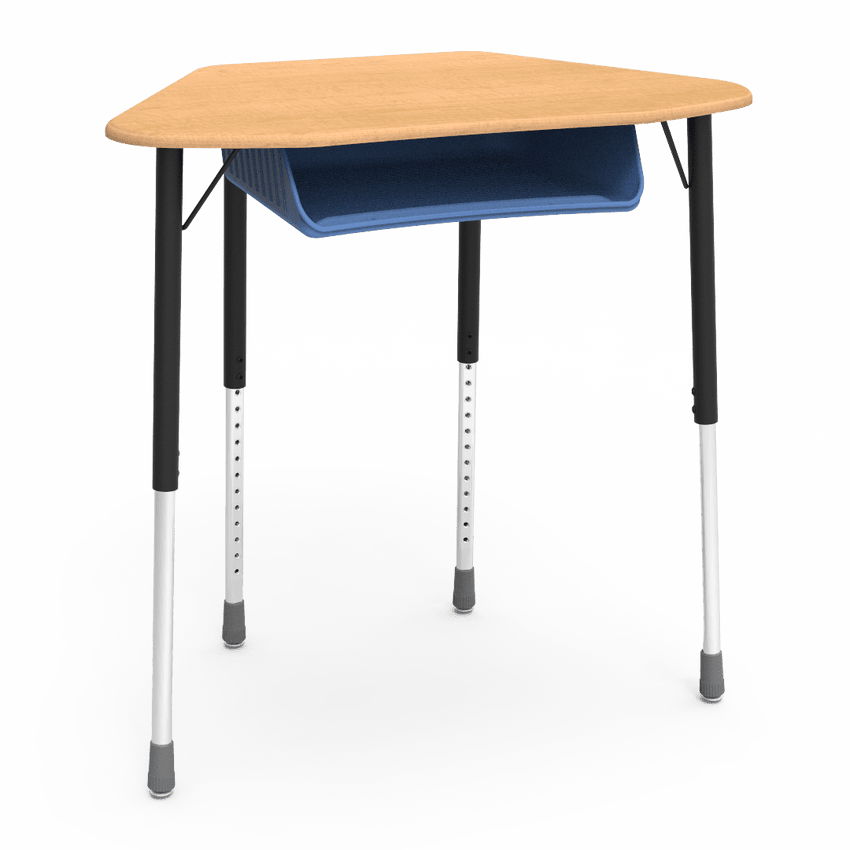 Virco ZUMA Series Hexagon Desk with Book Box 33"W x 21"D x 22"-34"H (DESK-ZHEXBOXM) - SchoolOutlet