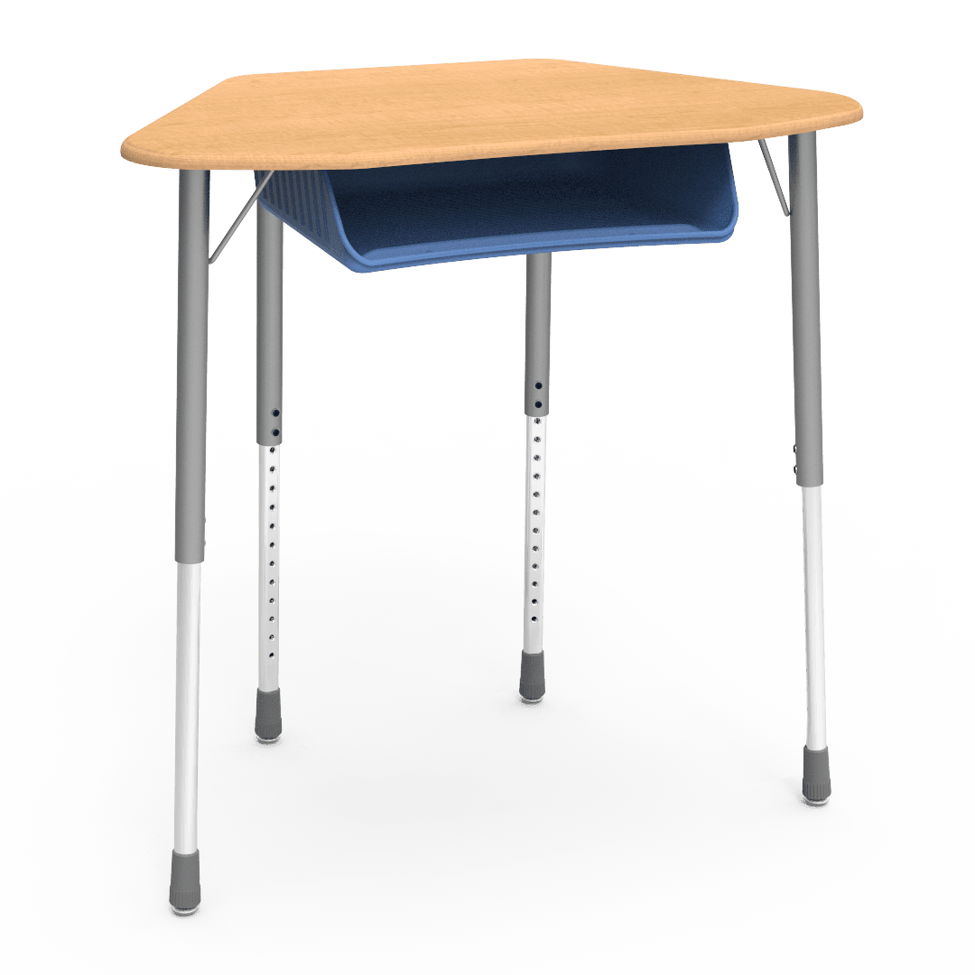 Virco ZUMA Series Hexagon Desk with Book Box 33"W x 21"D x 22"-34"H (DESK-ZHEXBOXM) - SchoolOutlet