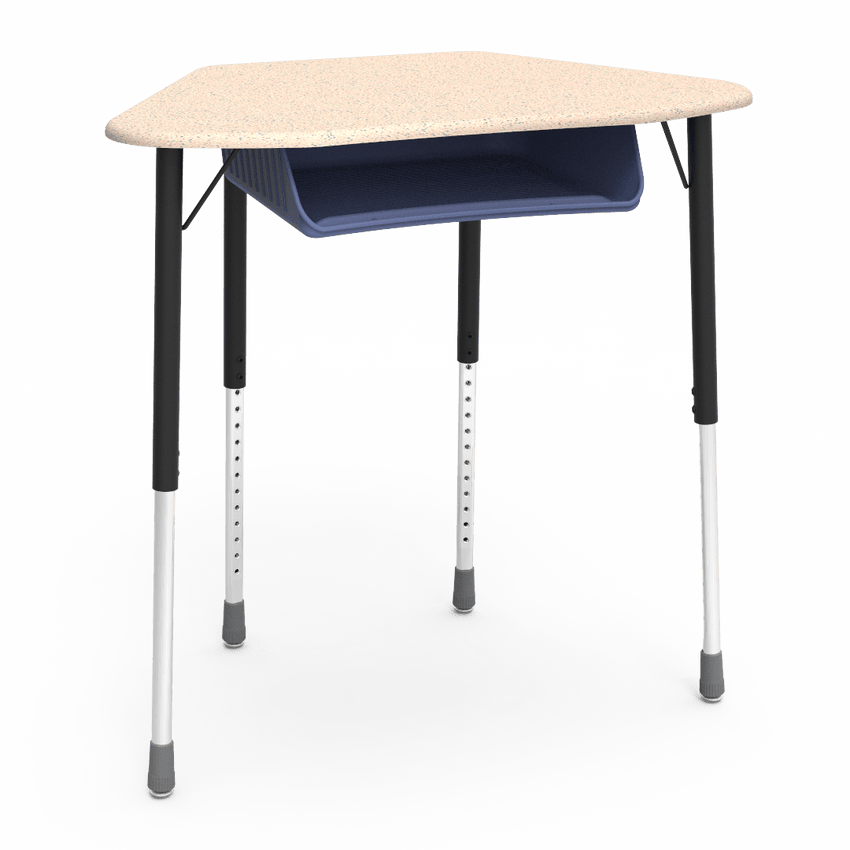 Virco ZUMA Series Hexagon Desk with Book Box 33"W x 21"D x 22"-34"H (DESK-ZHEXBOXM) - SchoolOutlet
