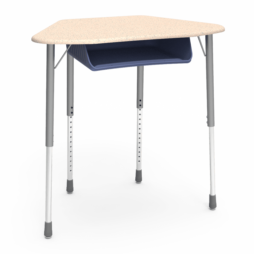 Virco ZUMA Series Hexagon Desk with Book Box 33"W x 21"D x 22"-34"H (DESK-ZHEXBOXM) - SchoolOutlet