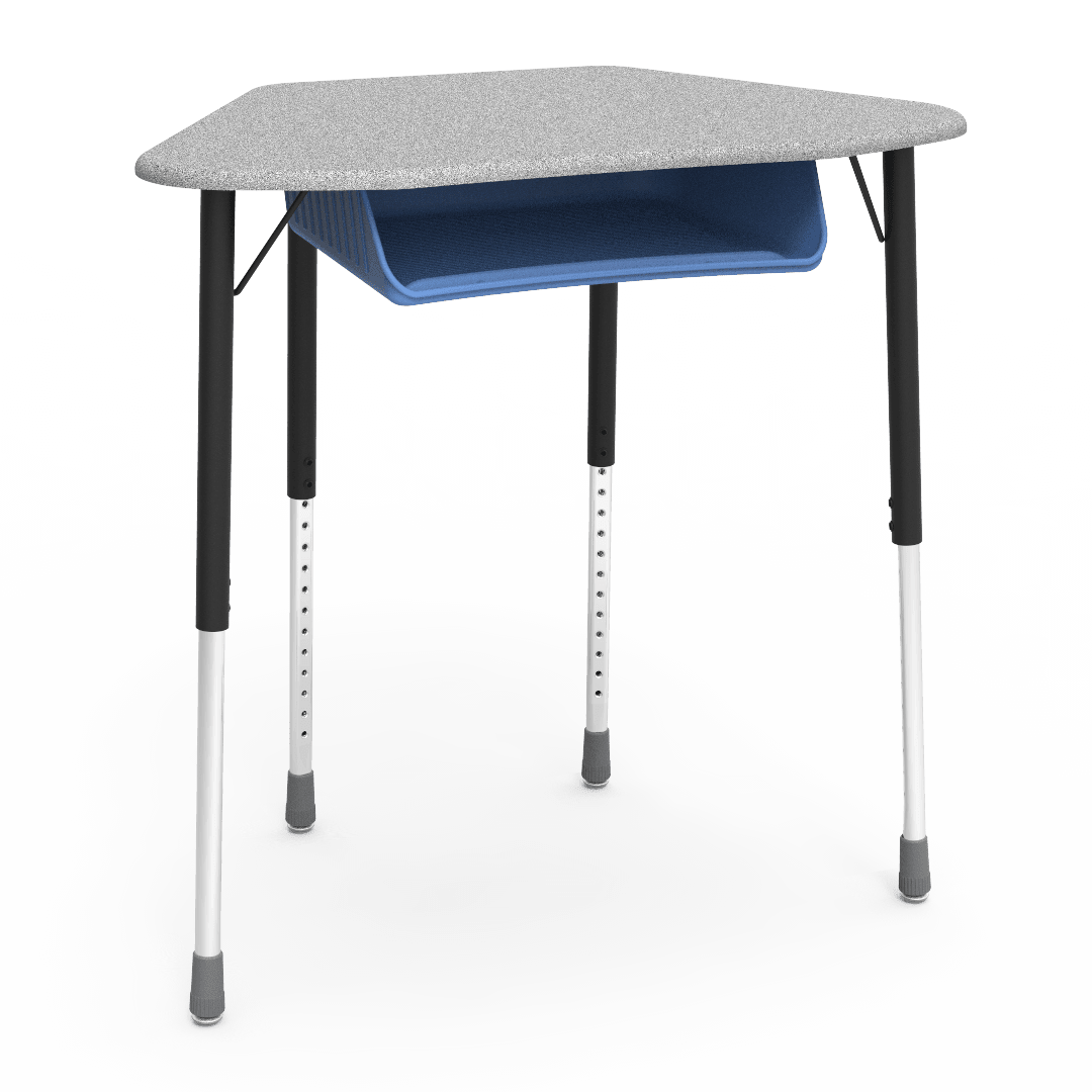 Virco ZUMA Series Hexagon Desk with Book Box 33"W x 21"D x 22"-34"H (DESK-ZHEXBOXM) - SchoolOutlet