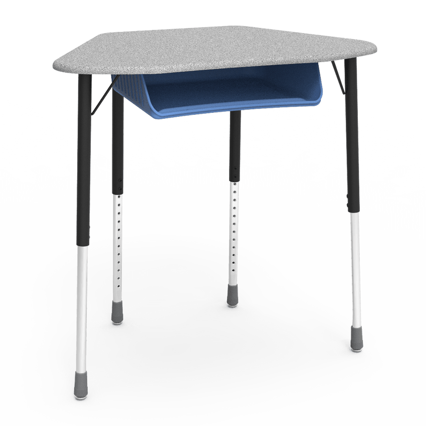Virco ZUMA Series Hexagon Desk with Book Box 33"W x 21"D x 22"-34"H (DESK-ZHEXBOXM) - SchoolOutlet