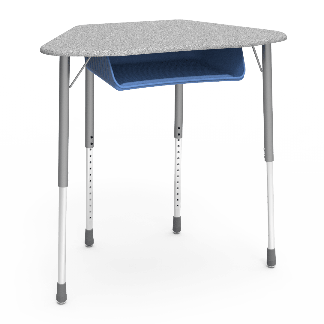 Virco ZUMA Series Hexagon Desk with Book Box 33"W x 21"D x 22"-34"H (DESK-ZHEXBOXM) - SchoolOutlet