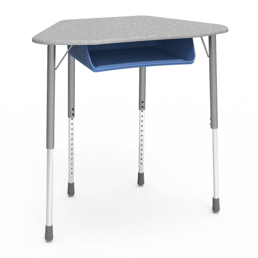 Virco ZUMA Series Hexagon Desk with Book Box 33"W x 21"D x 22"-34"H (DESK-ZHEXBOXM) - SchoolOutlet