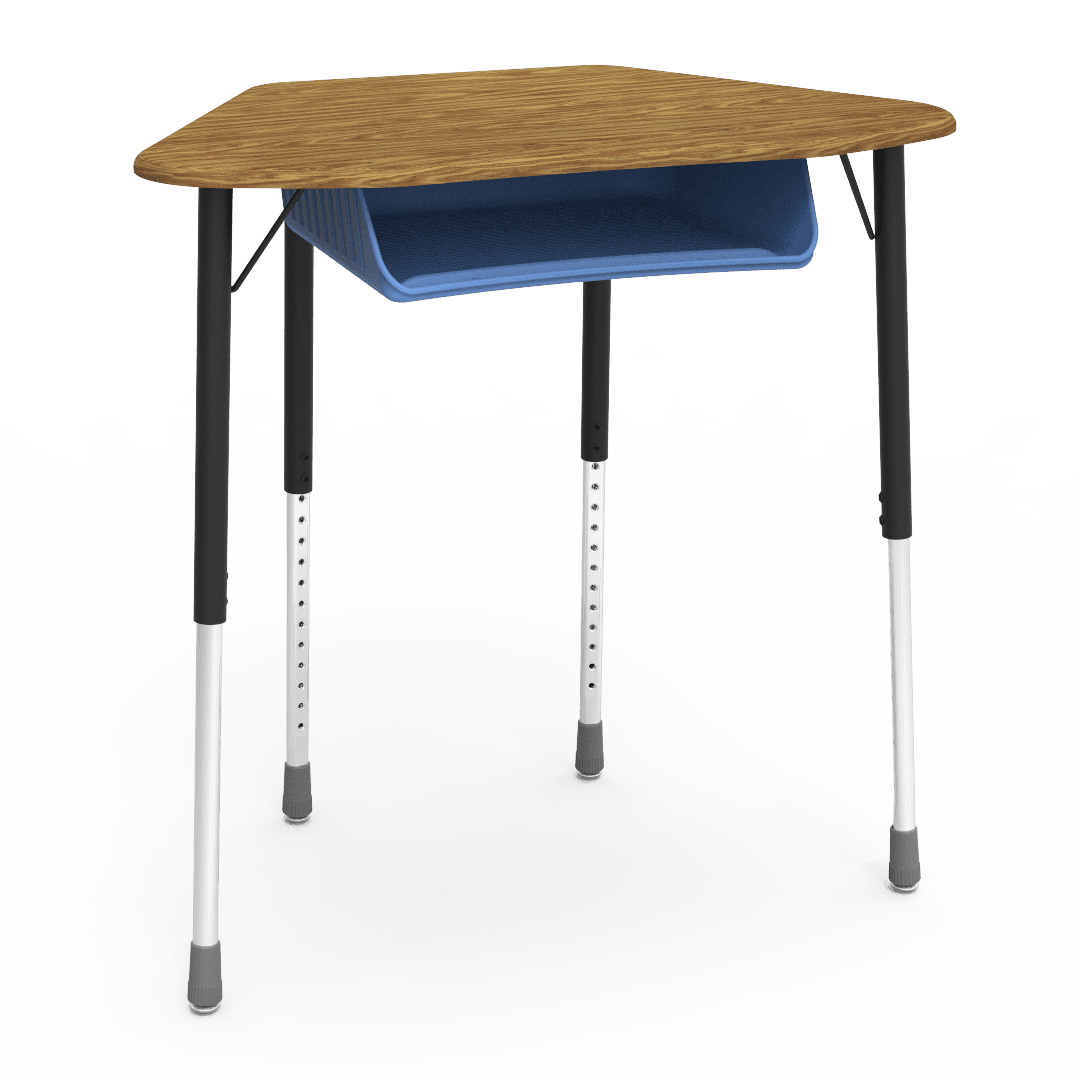 Virco ZUMA Series Hexagon Desk with Book Box 33"W x 21"D x 22"-34"H (DESK-ZHEXBOXM) - SchoolOutlet