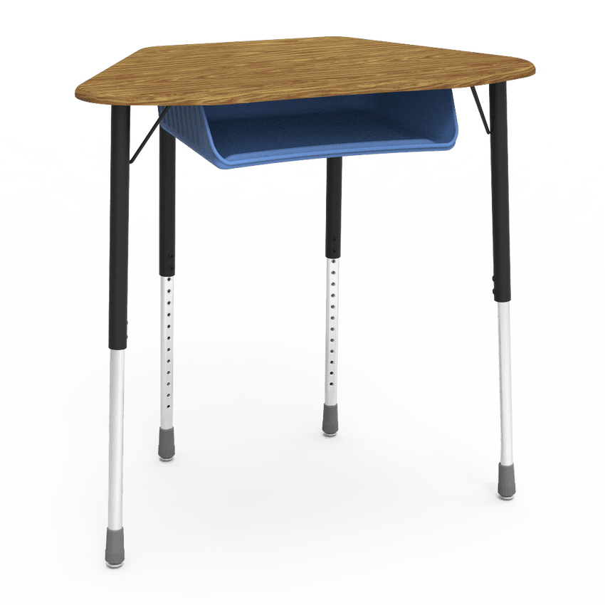 Virco ZUMA Series Hexagon Desk with Book Box 33"W x 21"D x 22"-34"H (DESK-ZHEXBOXM) - SchoolOutlet