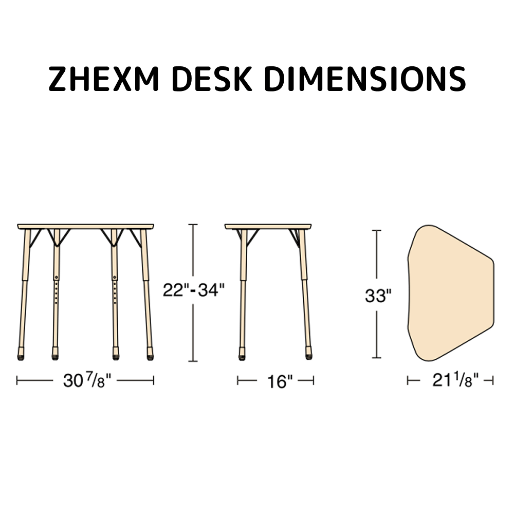 Virco ZHEXBOXM - ZUMA Series Student Desk, Collaborative Shape Hard Plastic Top for 6 - Desk Hexagonal Grouping, 22" - 34"H with plastic book box - SchoolOutlet