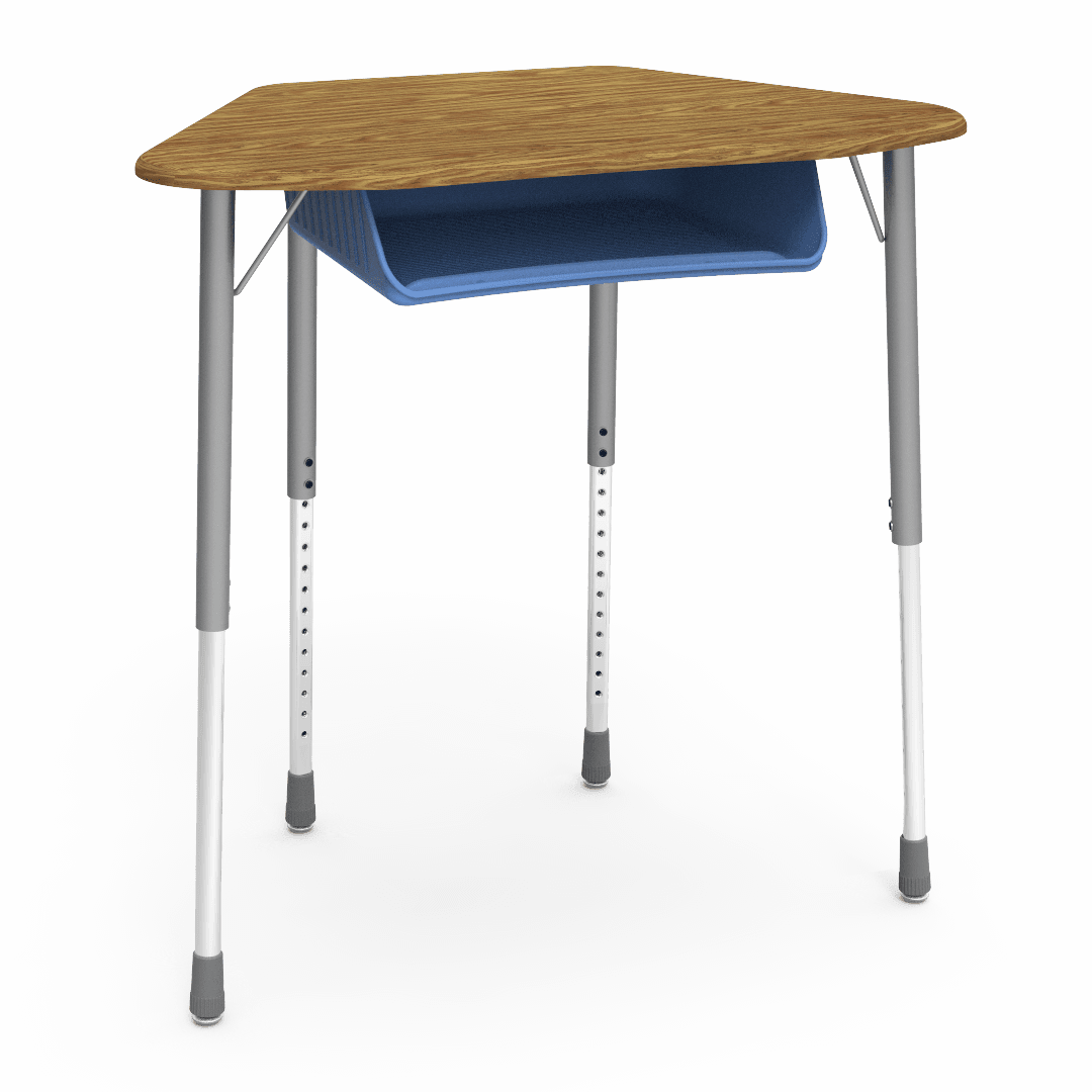 Virco ZUMA Series Hexagon Desk with Book Box 33"W x 21"D x 22"-34"H (DESK-ZHEXBOXM) - SchoolOutlet