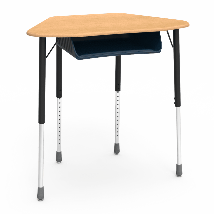 Virco ZUMA Series Hexagon Desk with Book Box 33"W x 21"D x 22"-34"H (DESK-ZHEXBOXM) - SchoolOutlet