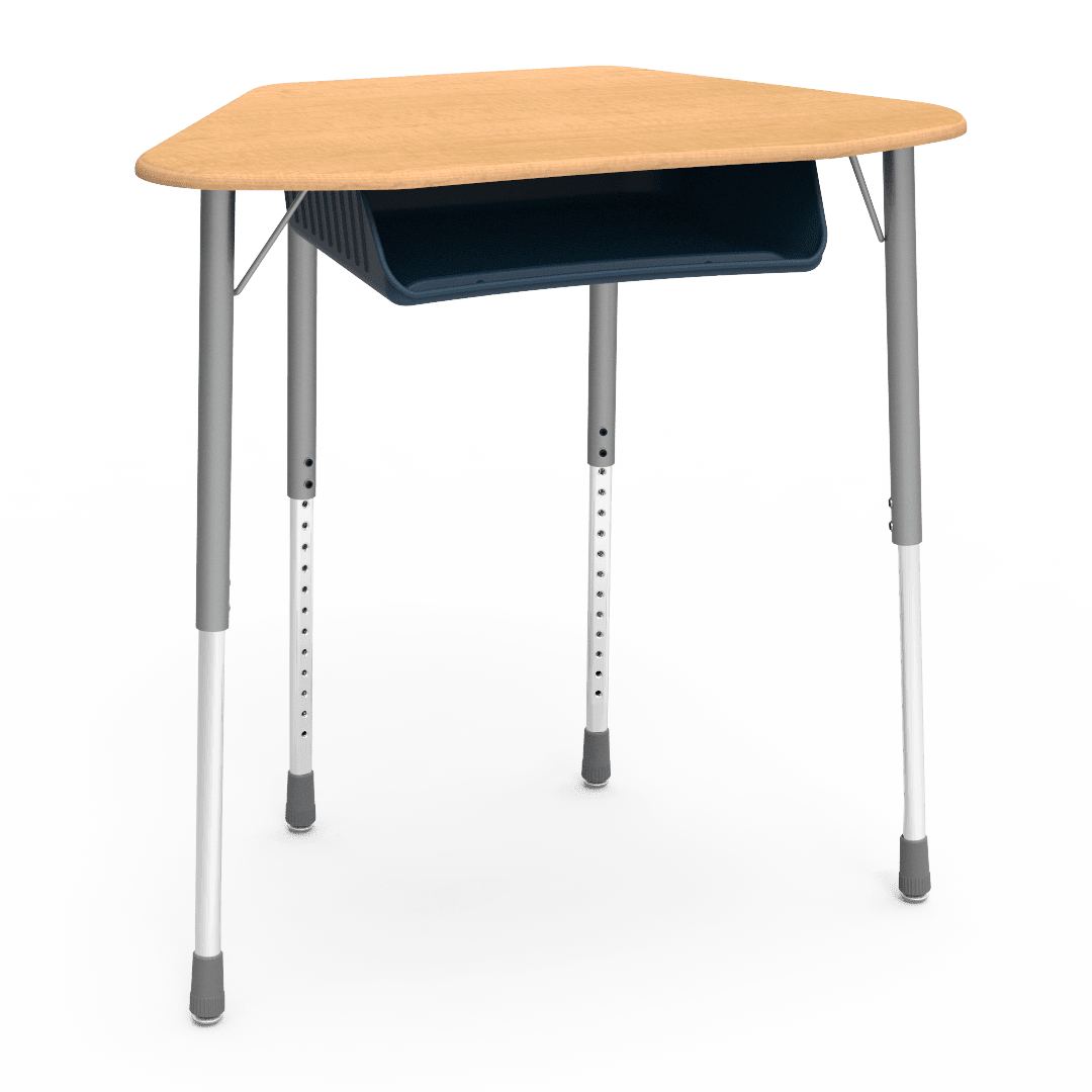 Virco ZUMA Series Hexagon Desk with Book Box 33"W x 21"D x 22"-34"H (DESK-ZHEXBOXM) - SchoolOutlet