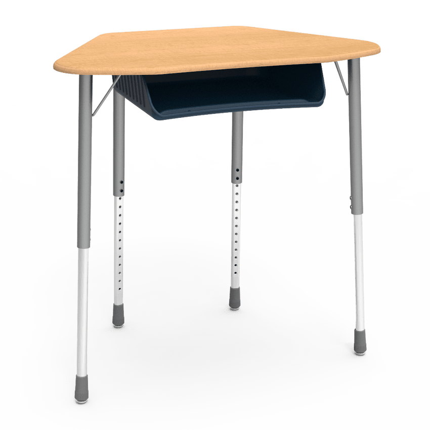 Virco ZUMA Series Hexagon Desk with Book Box 33"W x 21"D x 22"-34"H (DESK-ZHEXBOXM) - SchoolOutlet