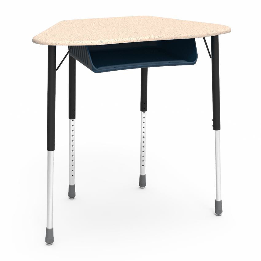 Virco ZUMA Series Hexagon Desk with Book Box 33"W x 21"D x 22"-34"H (DESK-ZHEXBOXM) - SchoolOutlet