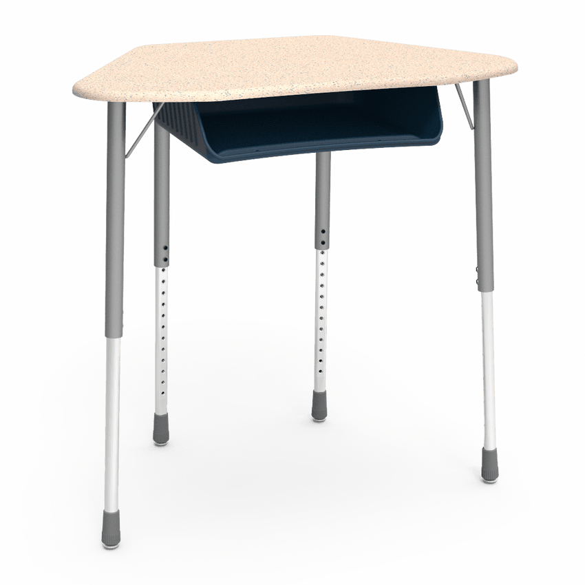 Virco ZUMA Series Hexagon Desk with Book Box 33"W x 21"D x 22"-34"H (DESK-ZHEXBOXM) - SchoolOutlet