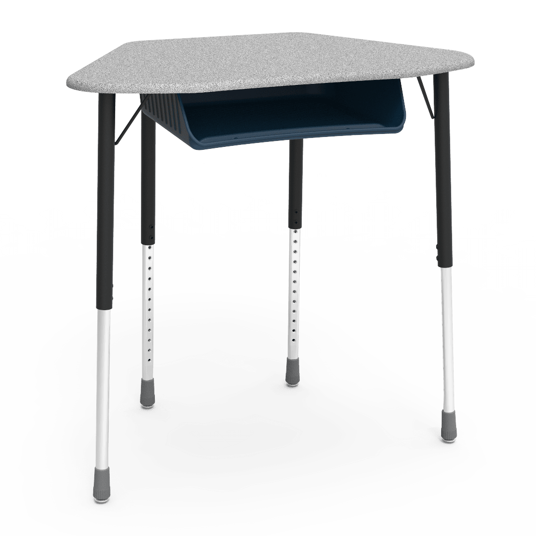 Virco ZUMA Series Hexagon Desk with Book Box 33"W x 21"D x 22"-34"H (DESK-ZHEXBOXM) - SchoolOutlet