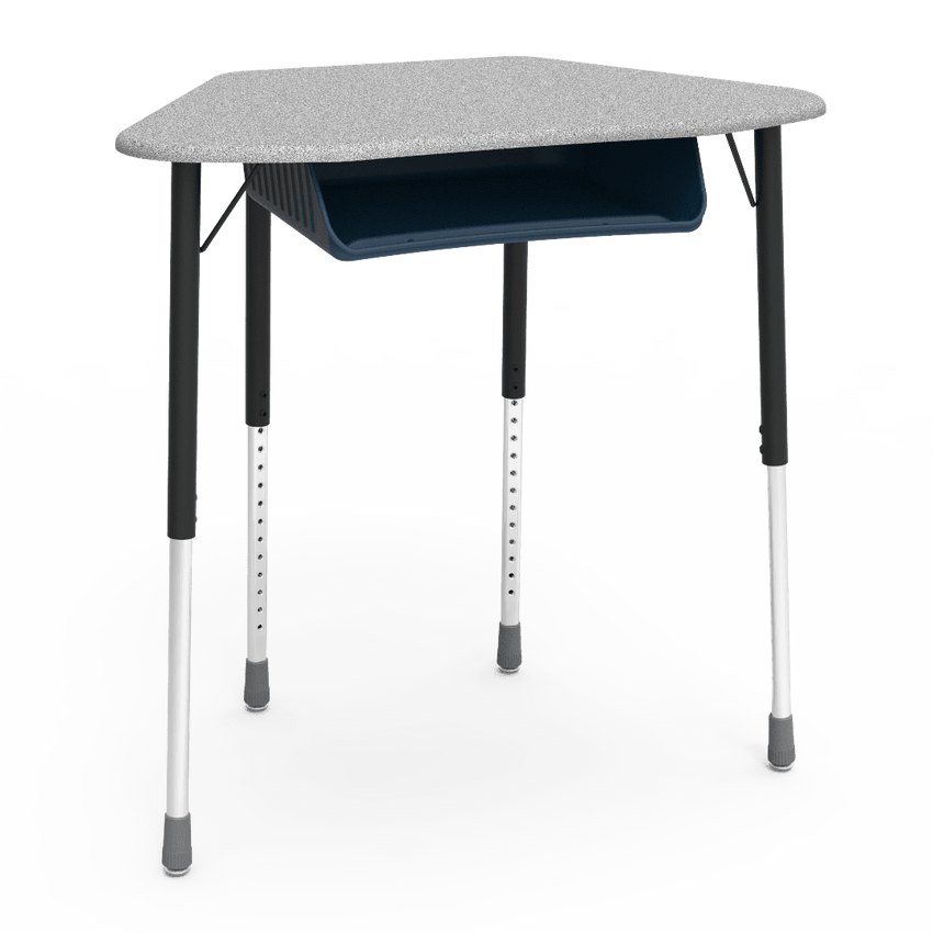 Virco ZUMA Series Hexagon Desk with Book Box 33"W x 21"D x 22"-34"H (DESK-ZHEXBOXM) - SchoolOutlet