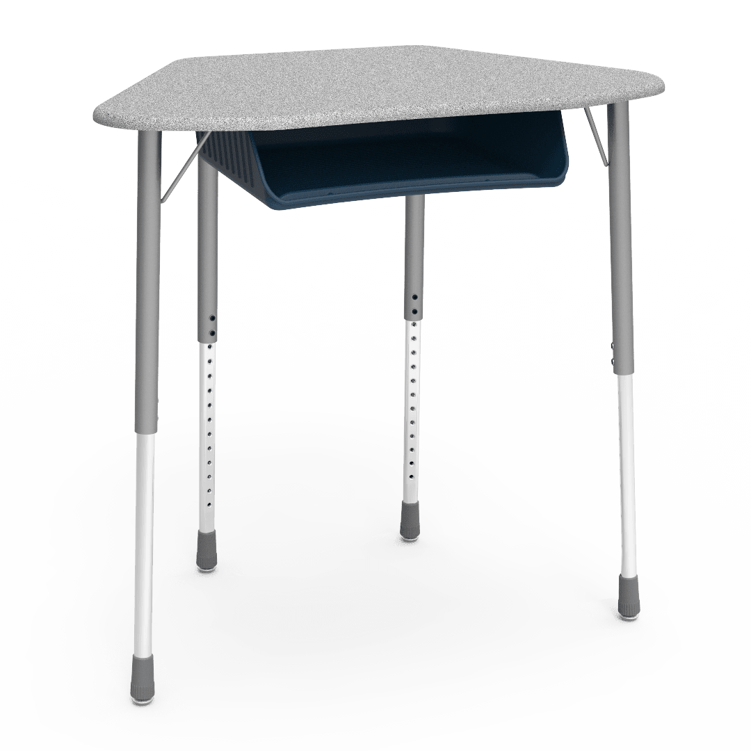 Virco ZUMA Series Hexagon Desk with Book Box 33"W x 21"D x 22"-34"H (DESK-ZHEXBOXM) - SchoolOutlet