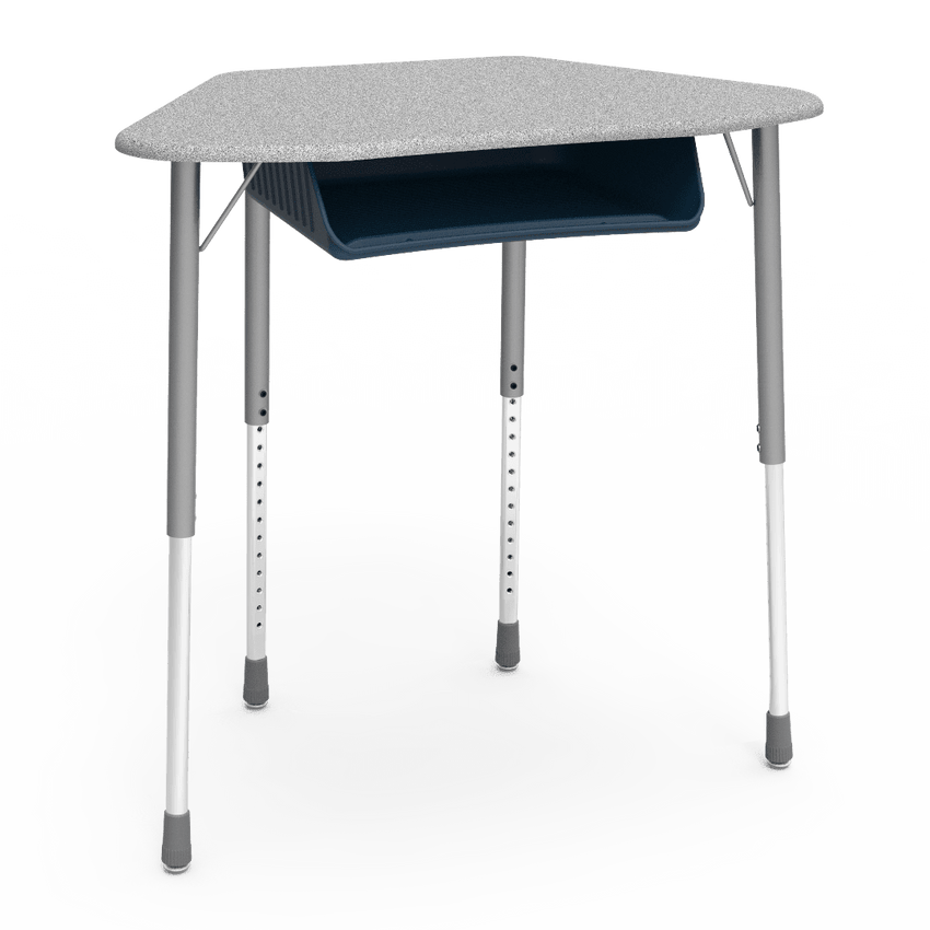Virco ZUMA Series Hexagon Desk with Book Box 33"W x 21"D x 22"-34"H (DESK-ZHEXBOXM) - SchoolOutlet
