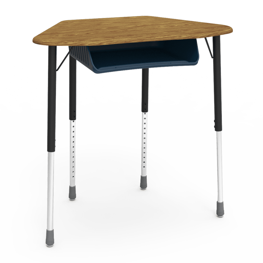 Virco ZUMA Series Hexagon Desk with Book Box 33"W x 21"D x 22"-34"H (DESK-ZHEXBOXM) - SchoolOutlet